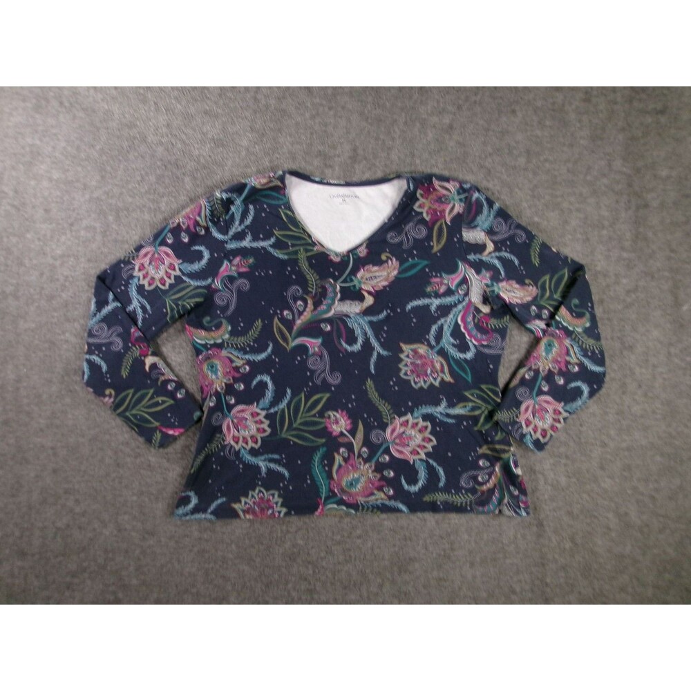 Croft Barrow Top Women Petite Large Floral Paisley Boho Base Layer Capsule